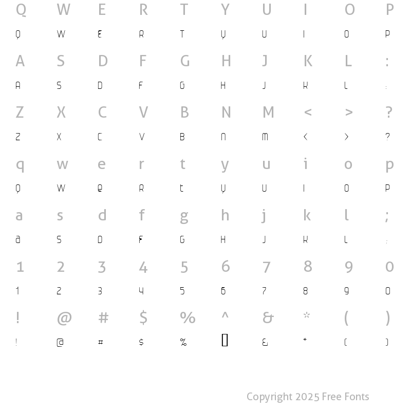 Character Map of Danthin Regular