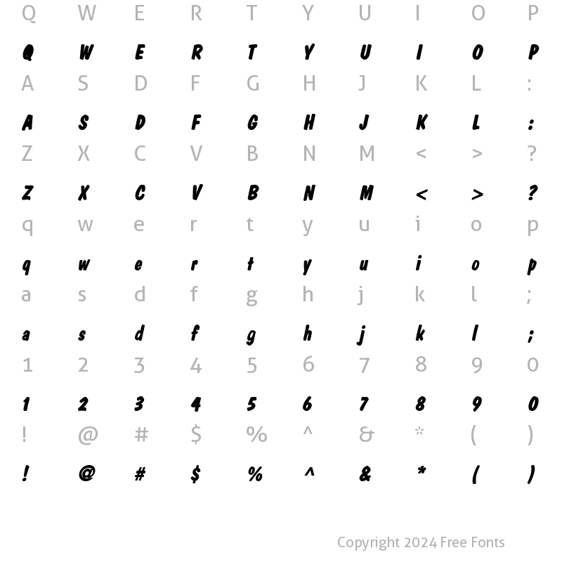 Character Map of Danto BoldItalic