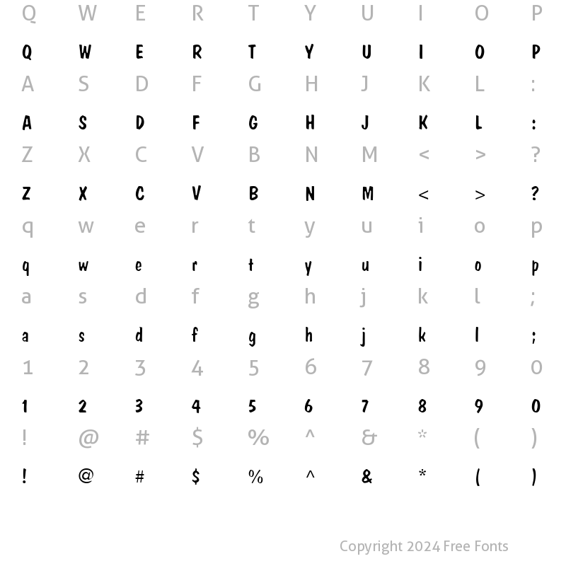 Character Map of Danto Lite Normal