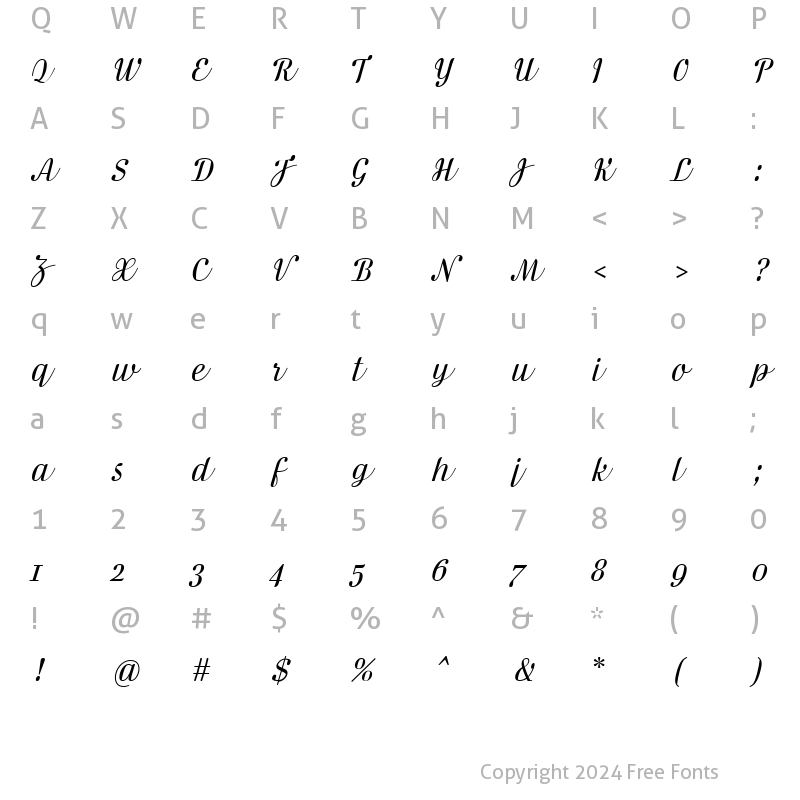 Character Map of Danubia Script Regular