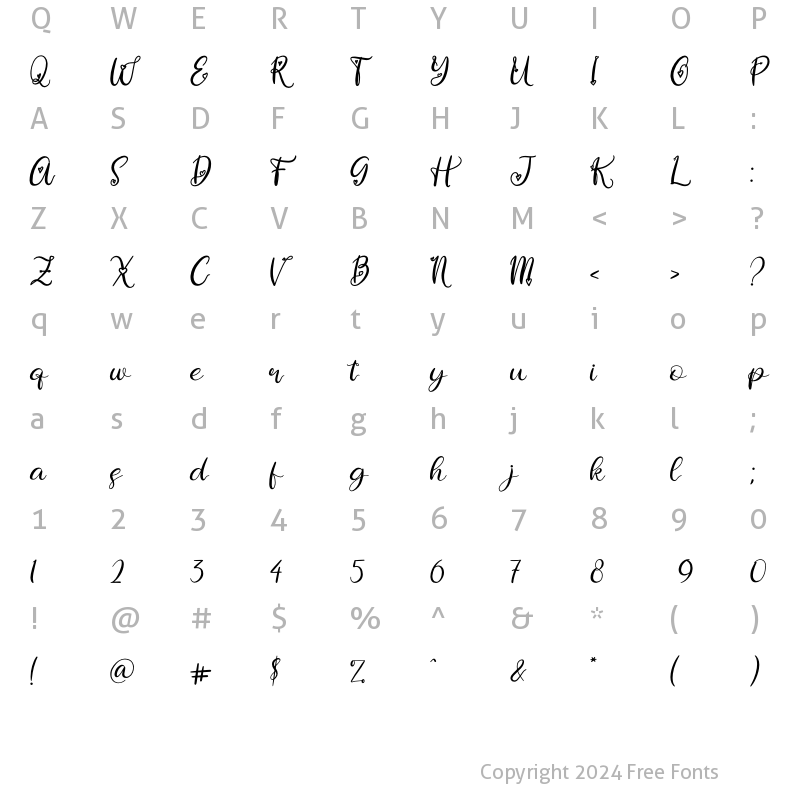 Character Map of Darinella Regular