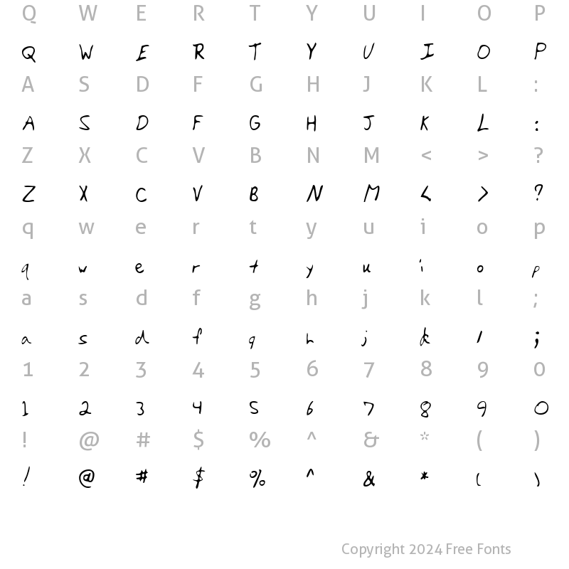 Character Map of DarinsHand Regular