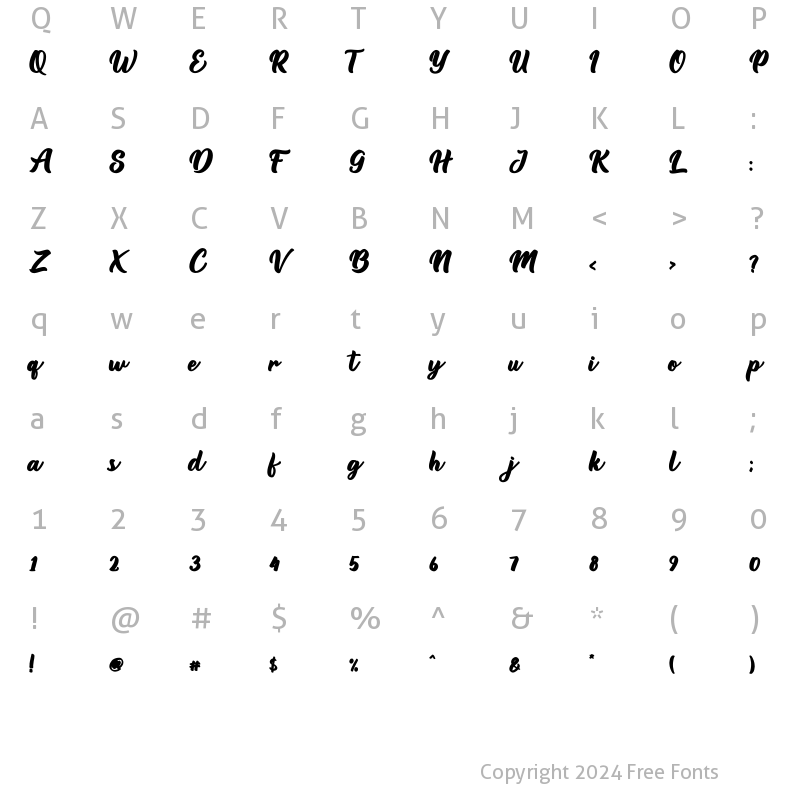 Character Map of Darion Bold