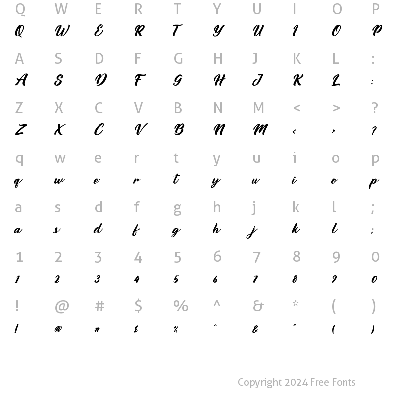 Character Map of Darion Italic