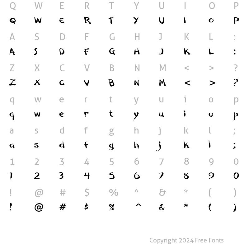 Character Map of Dark Half BTN Ext Regular