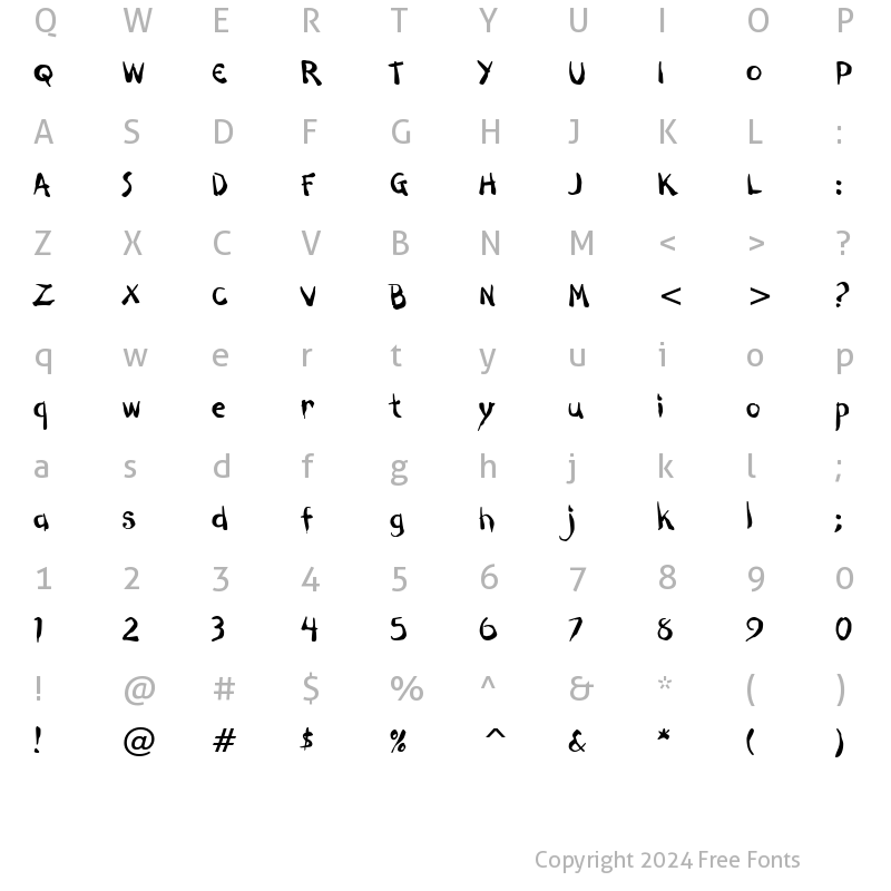 Character Map of Dark Half BTN Regular