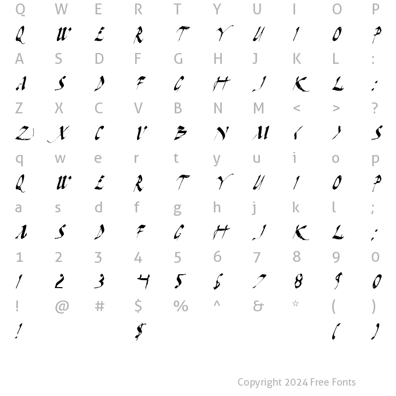 Character Map of Dark Horse Italic Italic