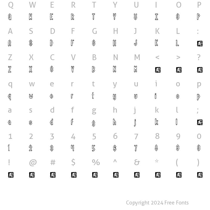 Character Map of Dark Side (BRK) Regular