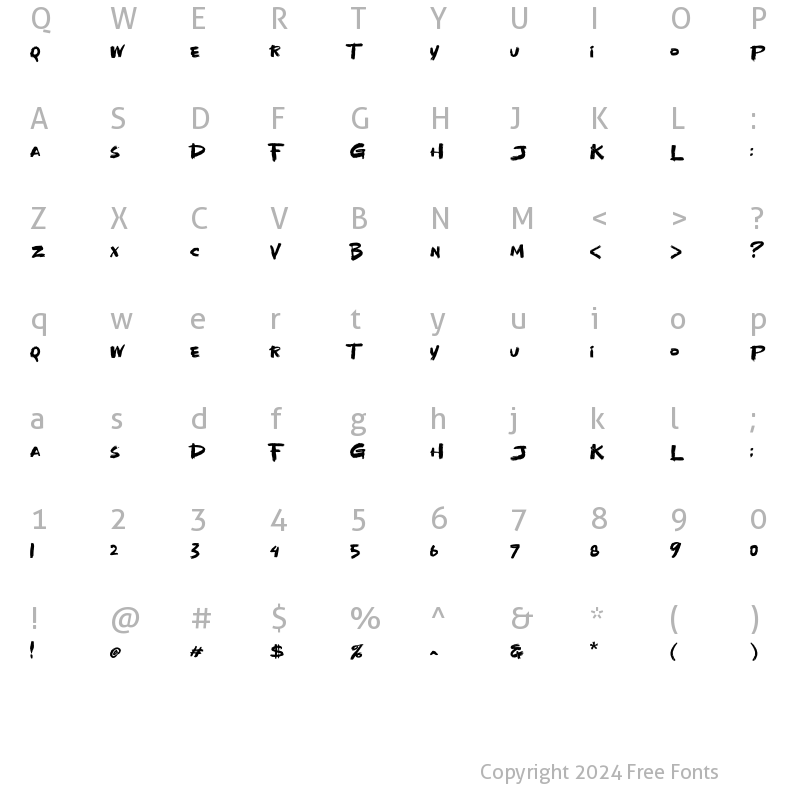 Character Map of Dark Sincity Regular