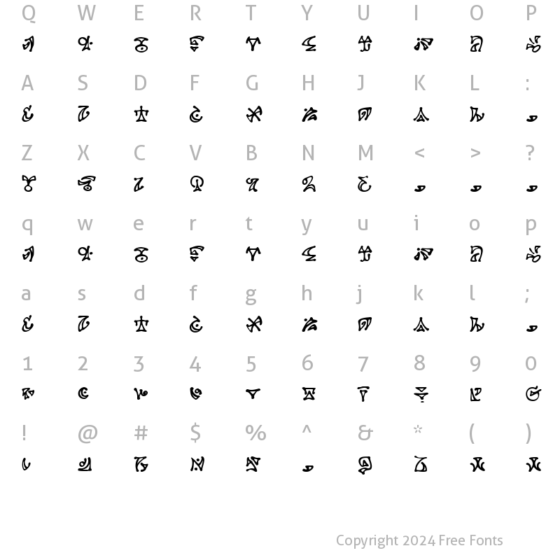 Character Map of DarkArts BB Regular