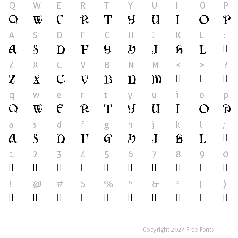 Character Map of Darkenstone Regular