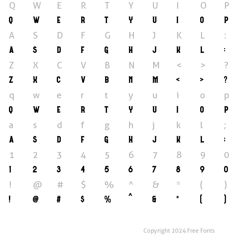 Character Map of Darkest Saturday Regular