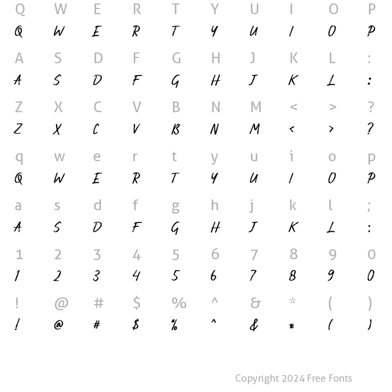 Character Map of DarkFire Regular