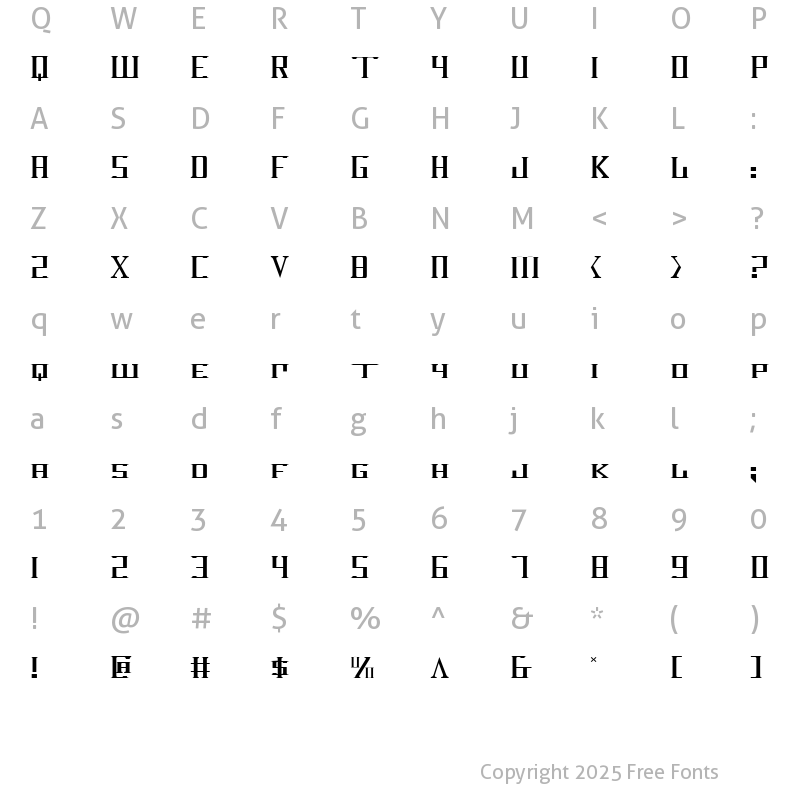 Character Map of DarkWind Regular