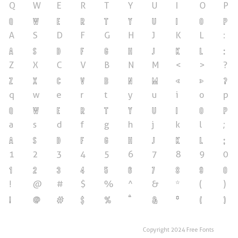 Character Map of Darling Romance Outline Regular