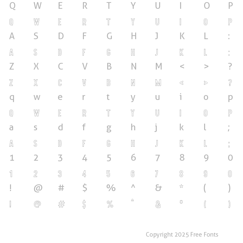 Character Map of Darling Romance Outline slim Regular