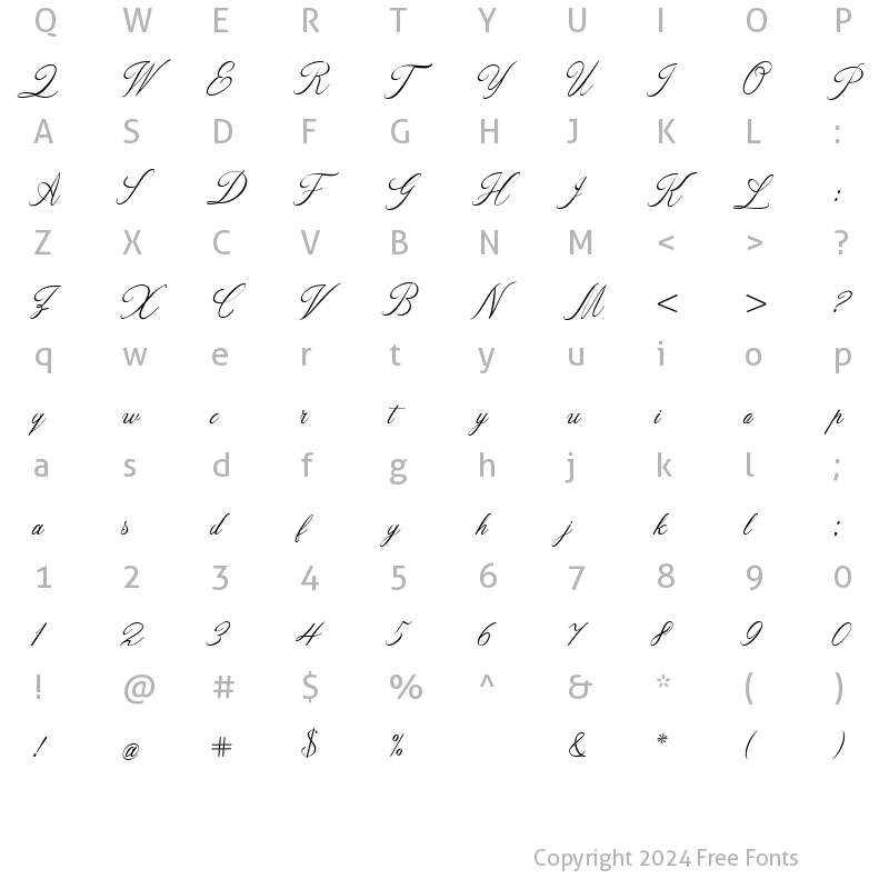 Character Map of Darshye Script Regular