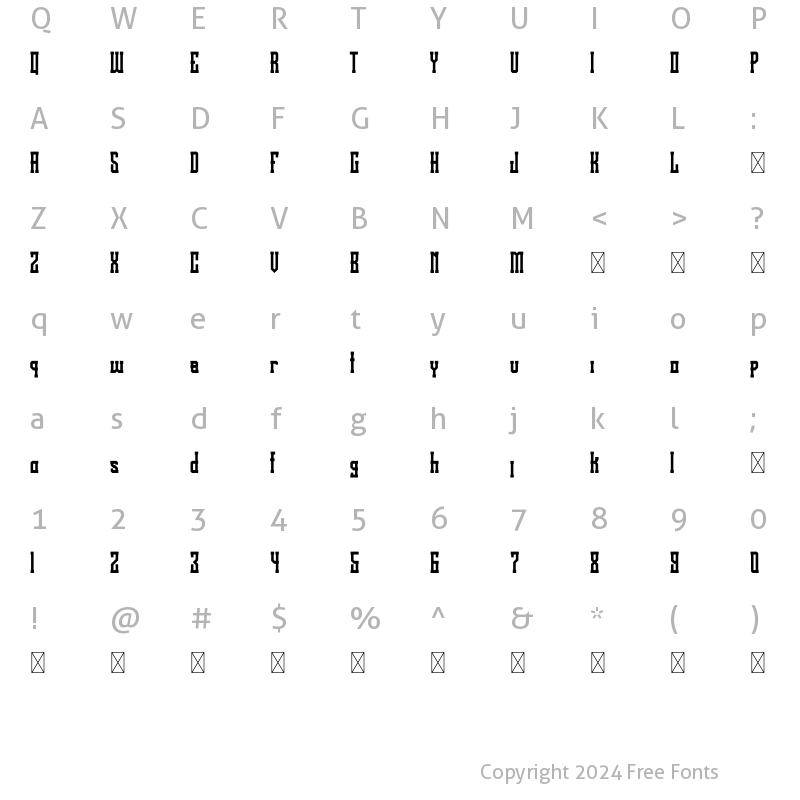 Character Map of Dartbox Effect SVG