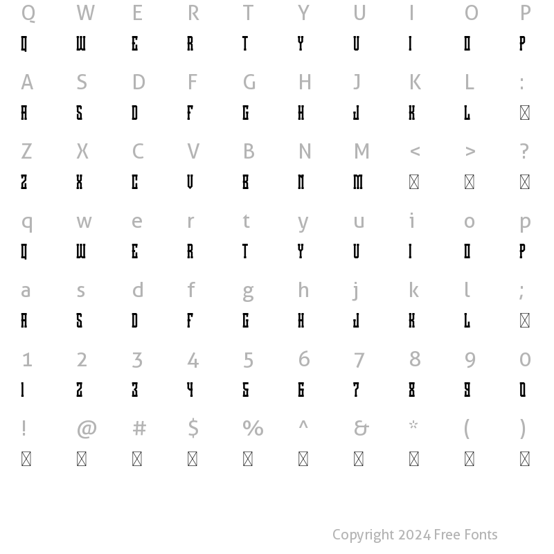 Character Map of Dartbox Retro Effect SVG