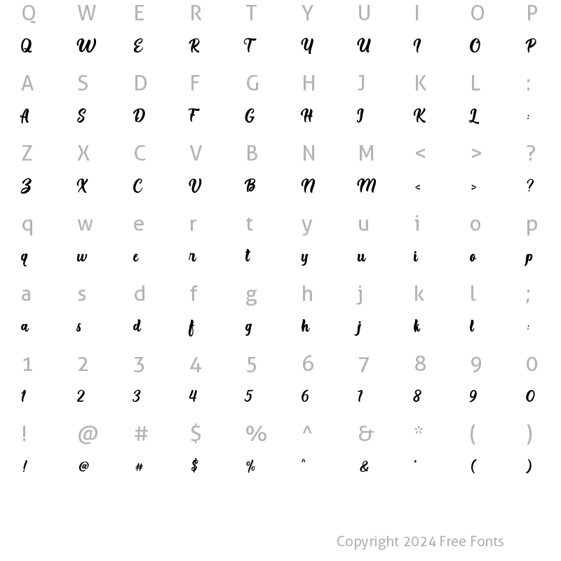 Character Map of Darting Regular