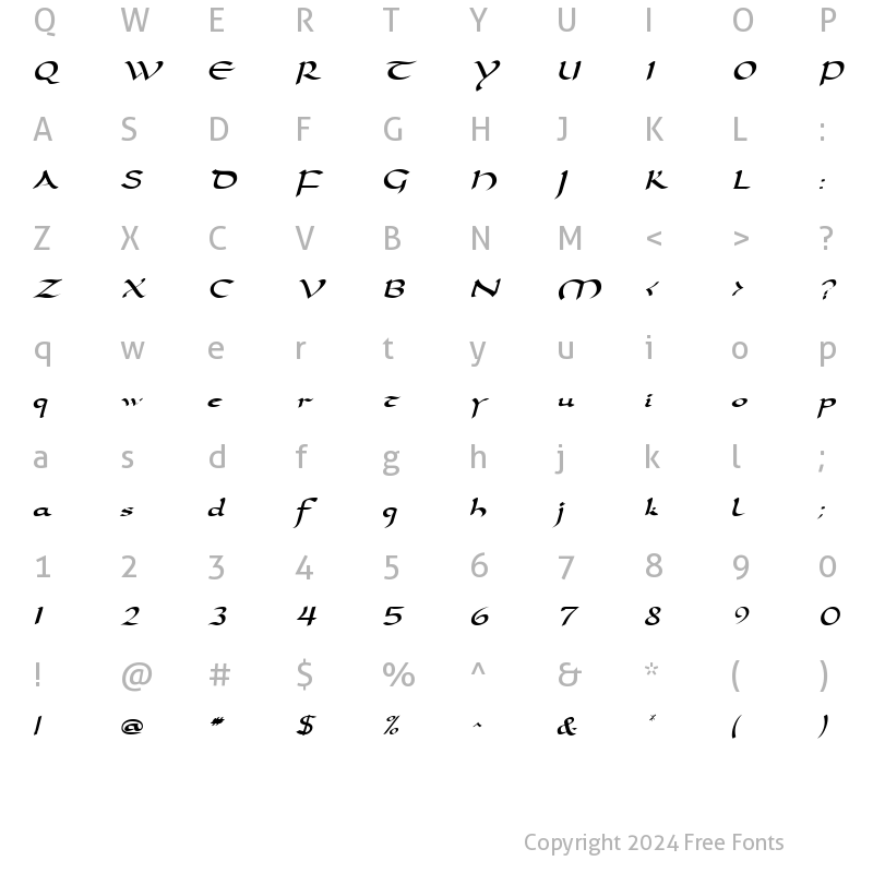 Character Map of Darwycke Regular