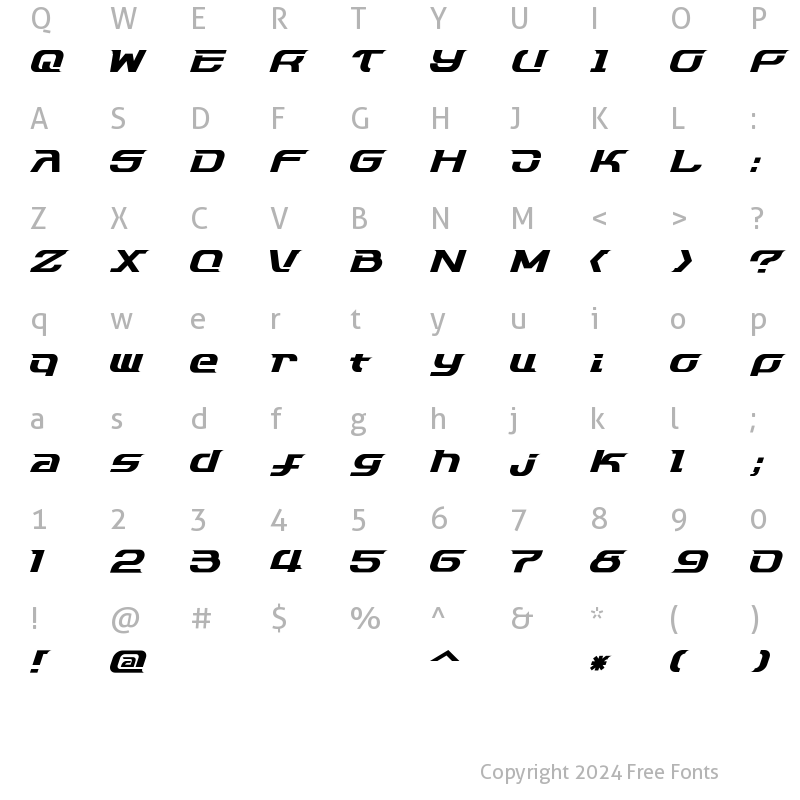 Character Map of Dash9812 Regular