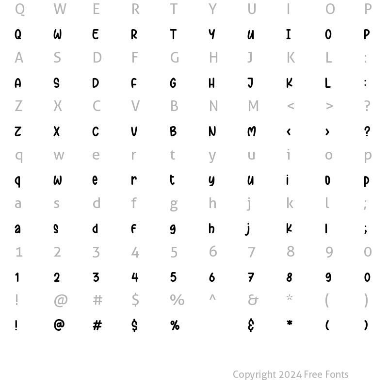 Character Map of Dashing Unicorn Regular