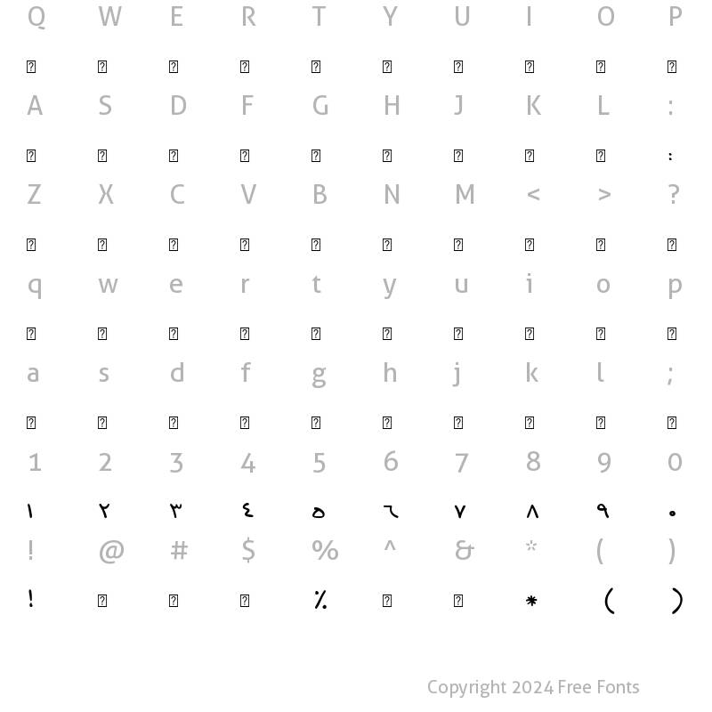 Character Map of Dast Nevis Regular