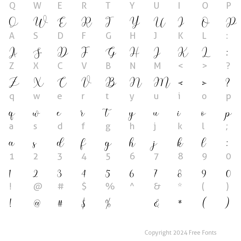 Character Map of Dasting Regular