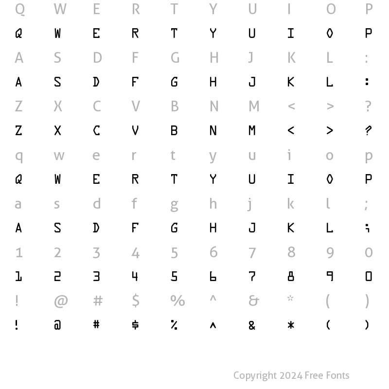 Character Map of Data Control Latin