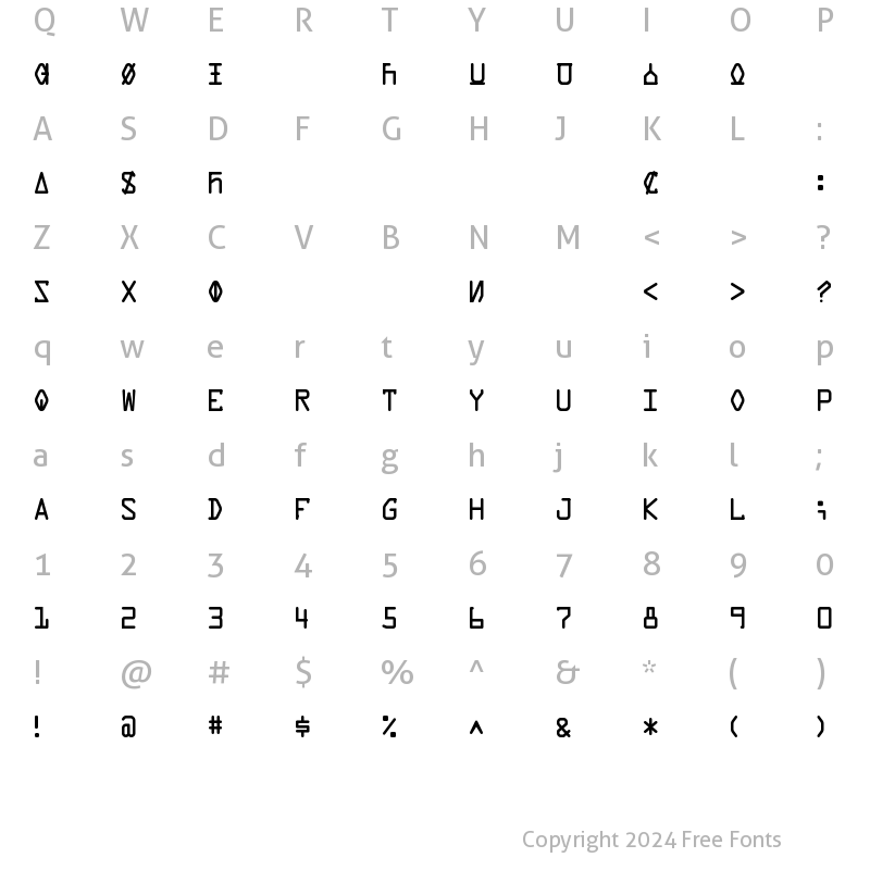 Character Map of Data Control Unifon Unifon