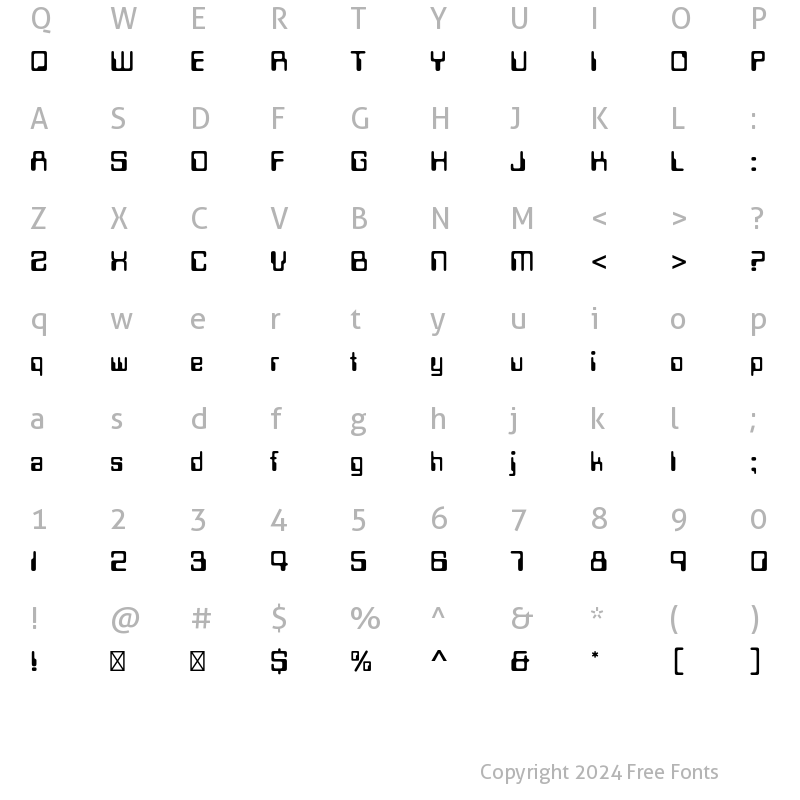 Character Map of Data Seventy Std Regular