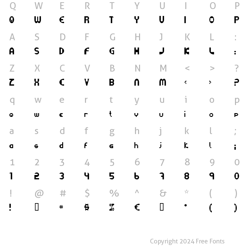 Character Map of Datacut Regular