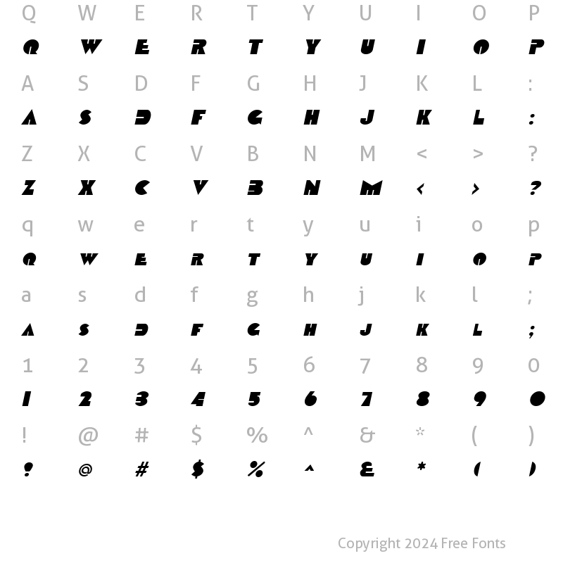 Character Map of Datcotheque Italic