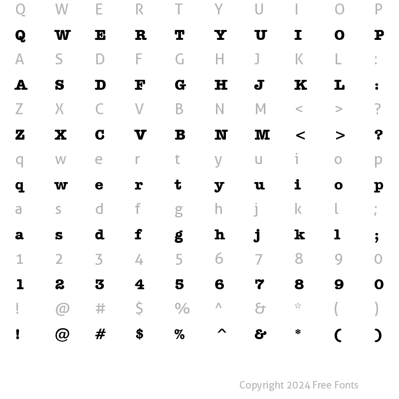 Character Map of Dateline Bold