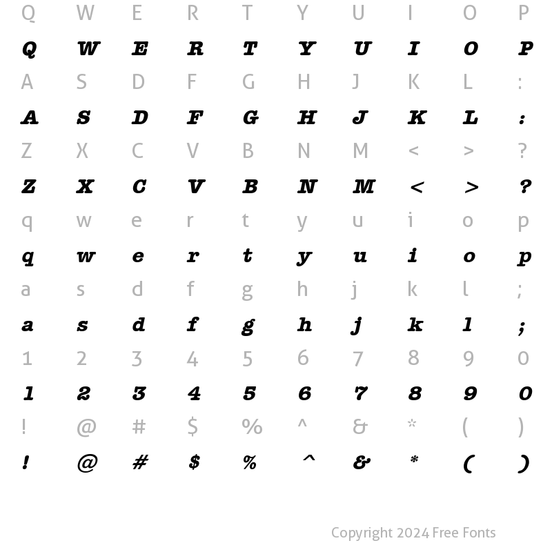 Character Map of Dateline BoldItalic