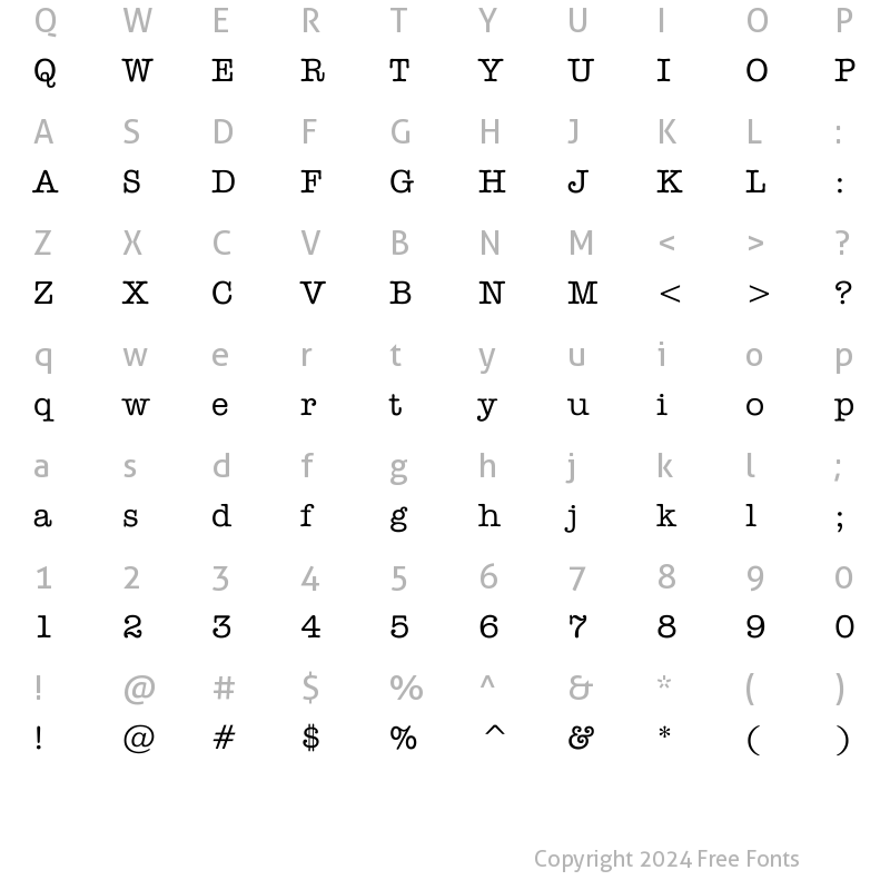 Character Map of Dateline Regular