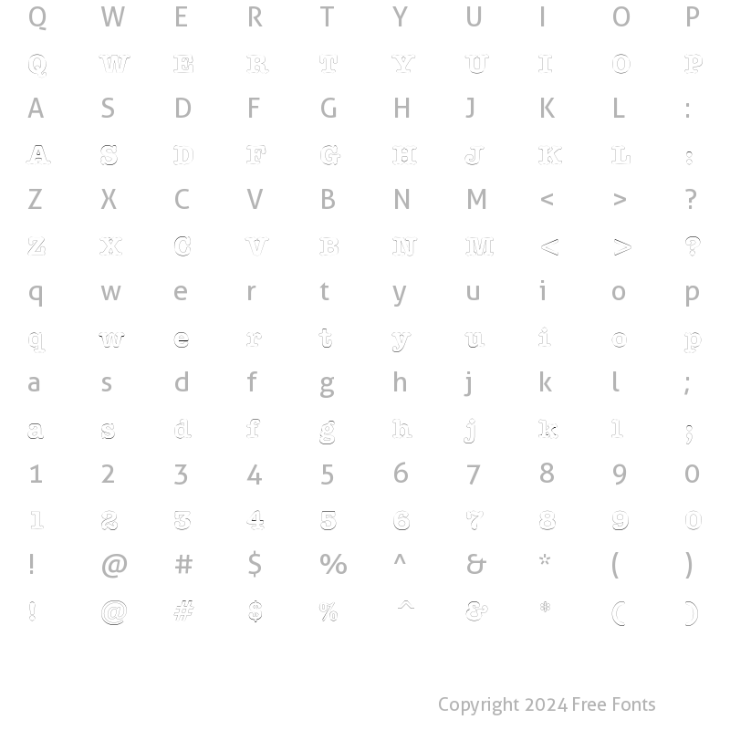 Character Map of DatelineOutline Bold