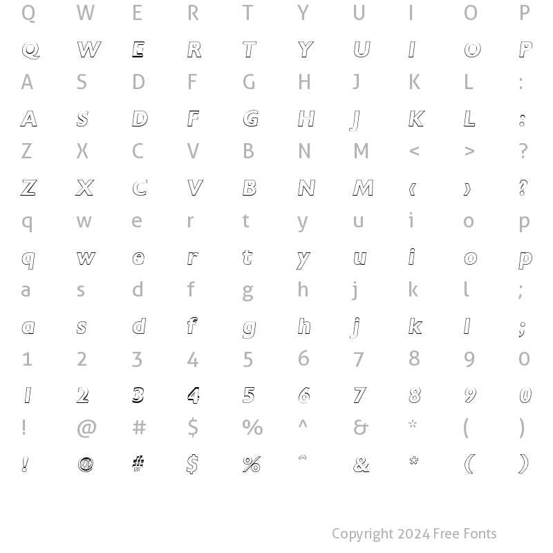 Character Map of DavidBeckerOutline Bold Italic