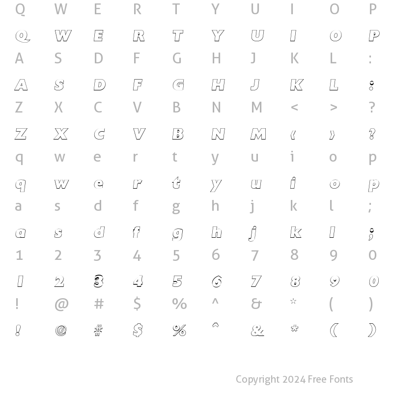 Character Map of DavidBeckerOutline-Heavy Italic