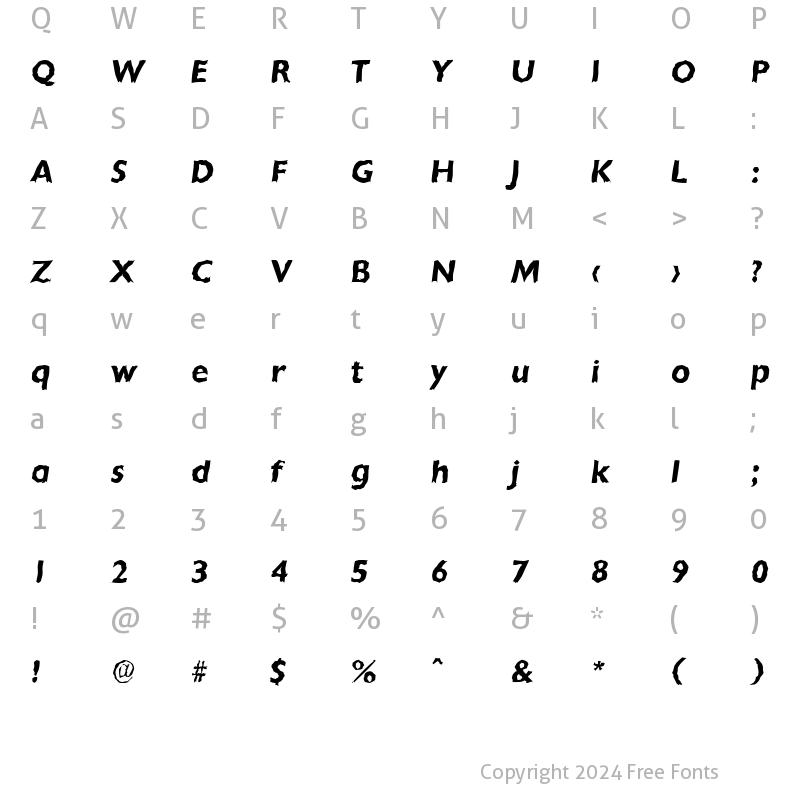 Character Map of DavidBeckerRandom BoldItalic