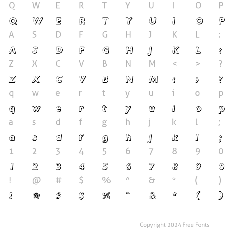 Character Map of DavidBeckerShadow BoldItalic