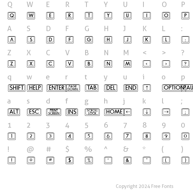 Character Map of DavysBigKeyCaps Medium