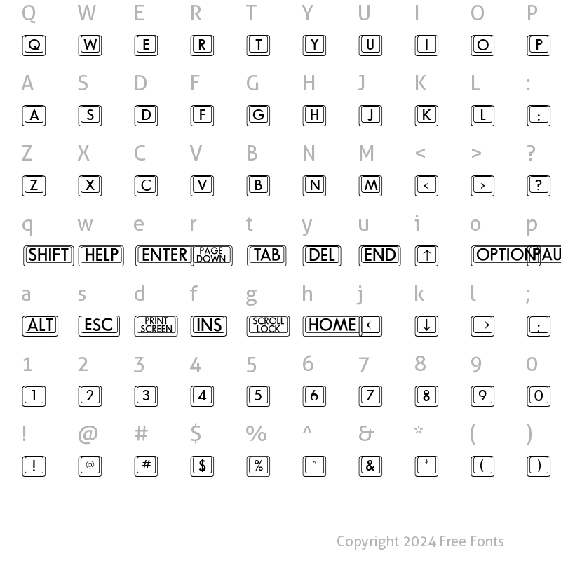 Character Map of DavysBigKeyCaps Regular