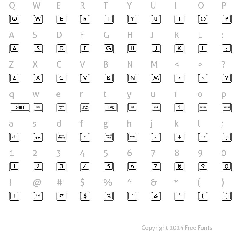 Character Map of Davy'sKeyCaps Plain