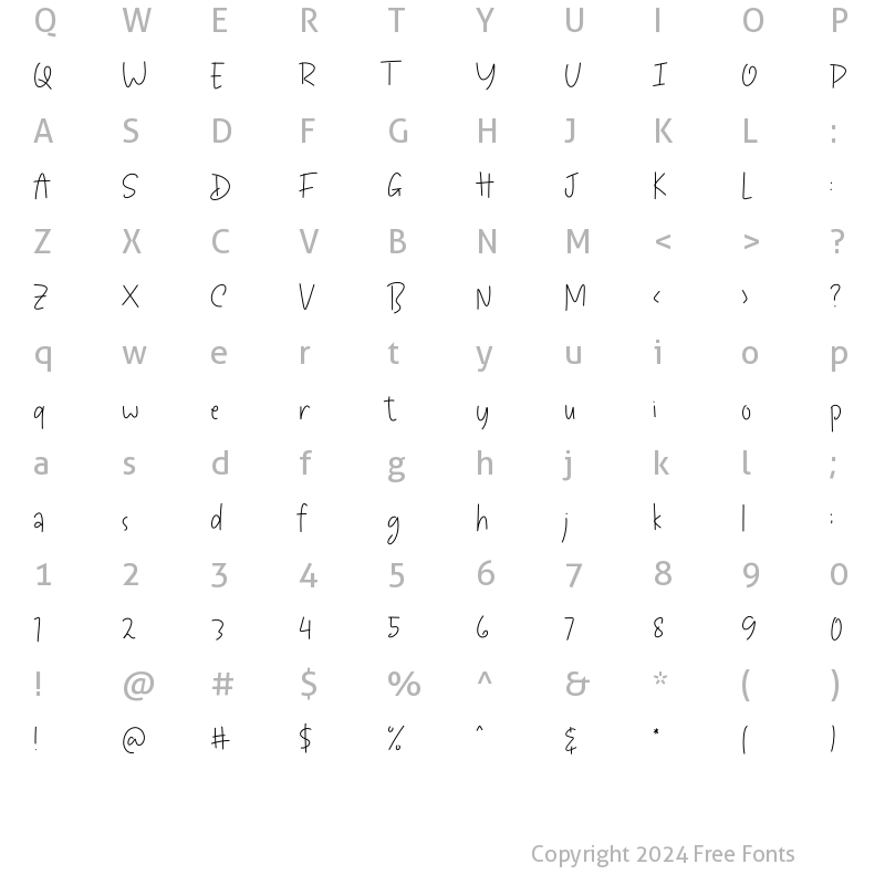 Character Map of Dawnie Regular