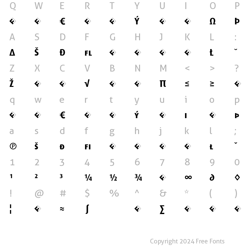 Character Map of Dax-BoldCapsExp Bold