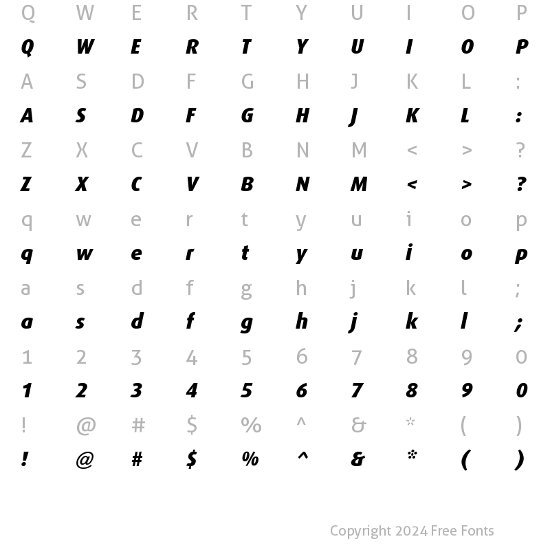 Character Map of Dax-ExtraBoldItalic Regular