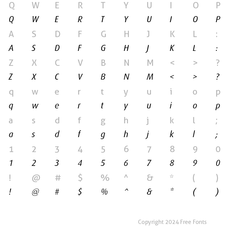 Character Map of Dax Italic