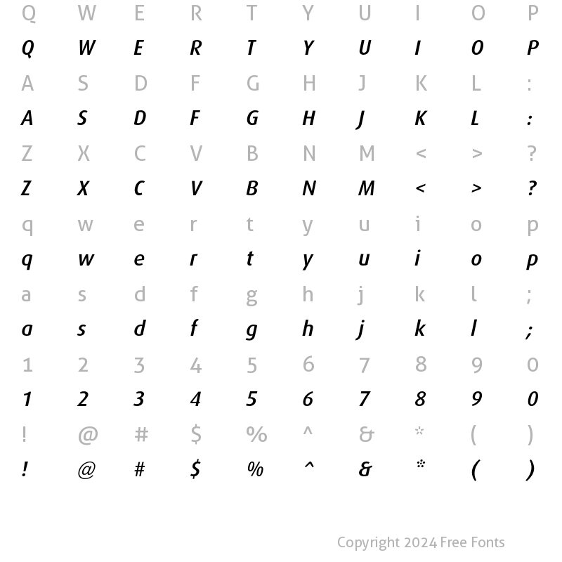 Character Map of Dax Medium Italic